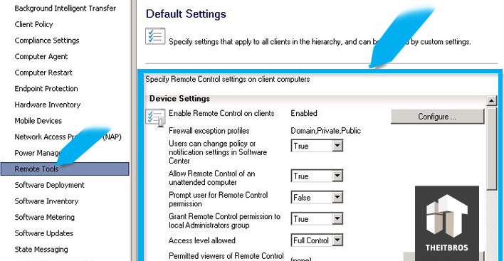 Configuration manager remote control